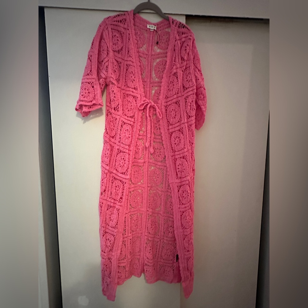 Crochet Duster by POL - Pink One Size
